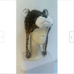 Adult Leopard PRINT Animal Hat Cat Winter Ski Cap Ear Flap Sports Faux Fur